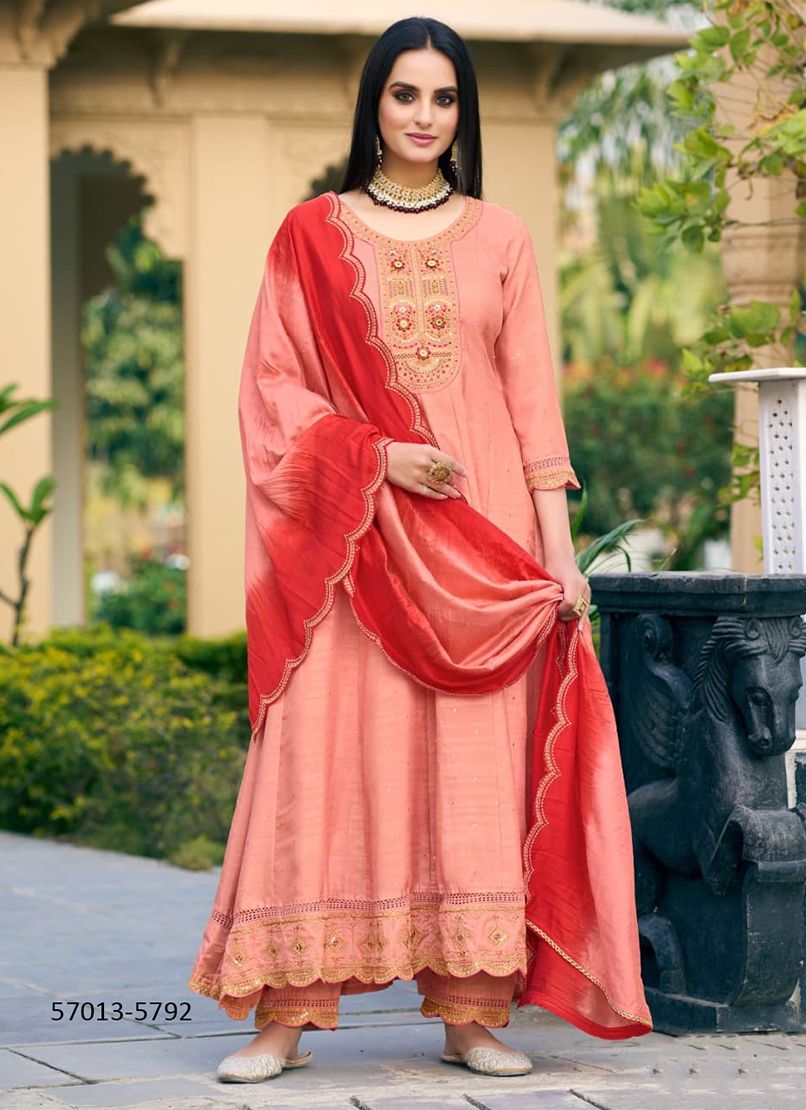 PRASHANG - Catalog # 57013 (Set of 6 Readymade Salwar Suits) by Brand RANGOON