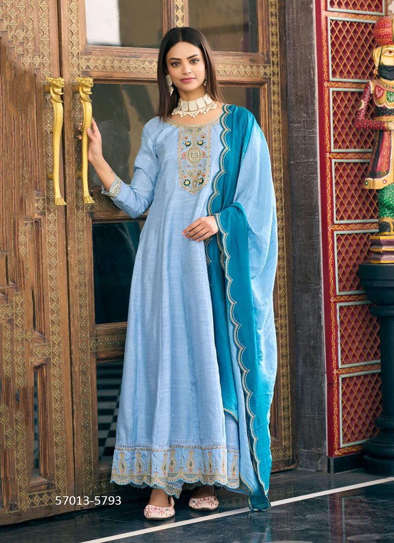 PRASHANG - Catalog # 57013 (Set of 6 Readymade Salwar Suits) by Brand RANGOON