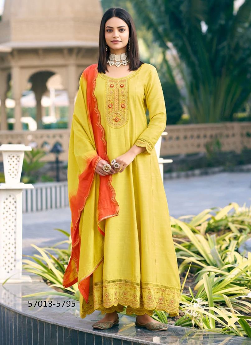 PRASHANG - Catalog # 57013 (Set of 6 Readymade Salwar Suits) by Brand RANGOON