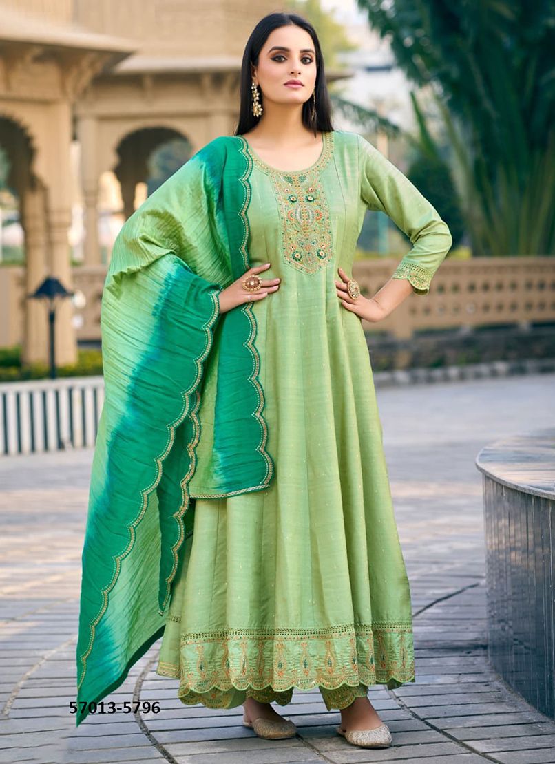 PRASHANG - Catalog # 57013 (Set of 6 Readymade Salwar Suits) by Brand RANGOON