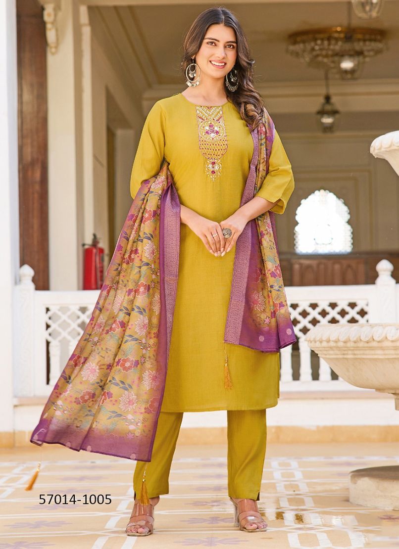 NISHA 2 - Catalog # 57014 (Set of 6 Readymade Salwar Suits) by Brand STROLLAY ®