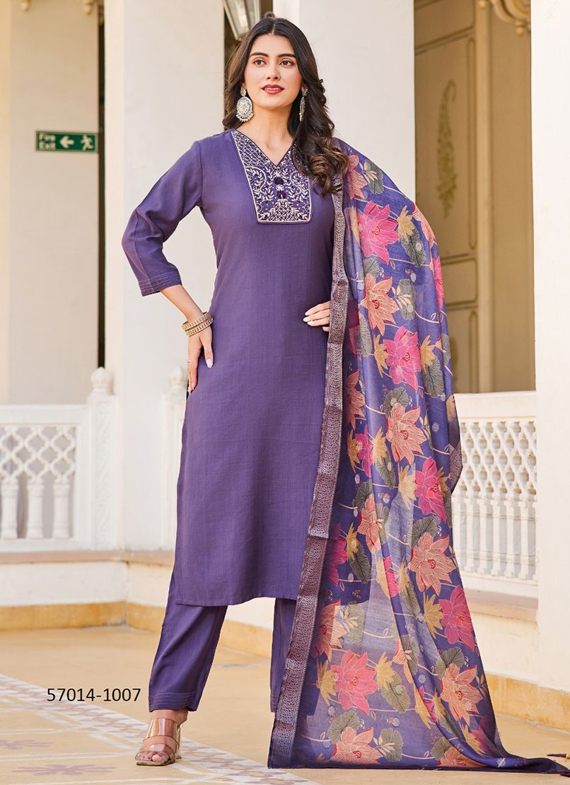 NISHA 2 - Catalog # 57014 (Set of 6 Readymade Salwar Suits) by Brand STROLLAY ®