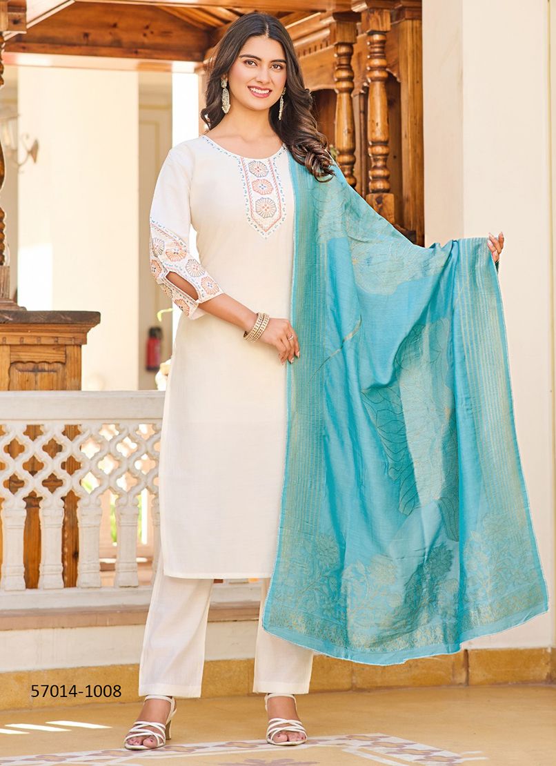 NISHA 2 - Catalog # 57014 (Set of 6 Readymade Salwar Suits) by Brand STROLLAY ®