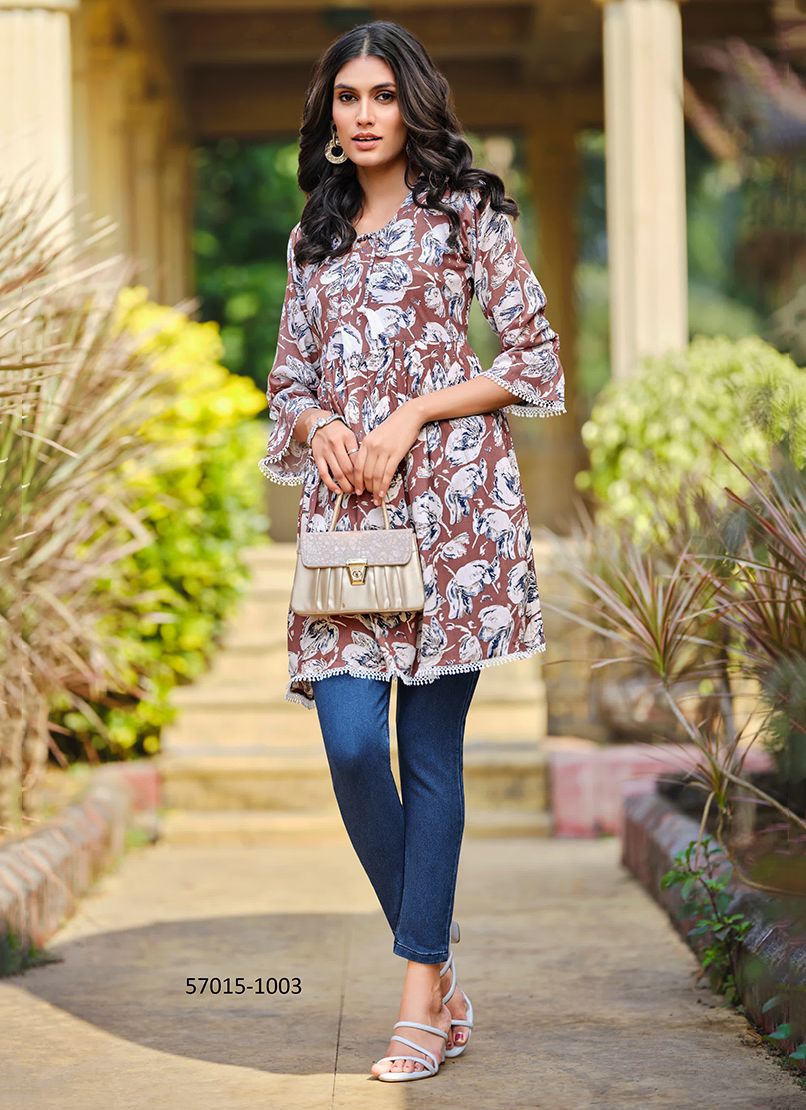 LOOKS 7 - Catalog # 57015 (Set of 6 Readymade Women's Kurtis / Tops) by Brand TIPS & TOPS LOOKS 7 - Catalog # 57015 (Set of 6 Readymade Women's Kurtis / Tops) by Brand TIPS & TOPS