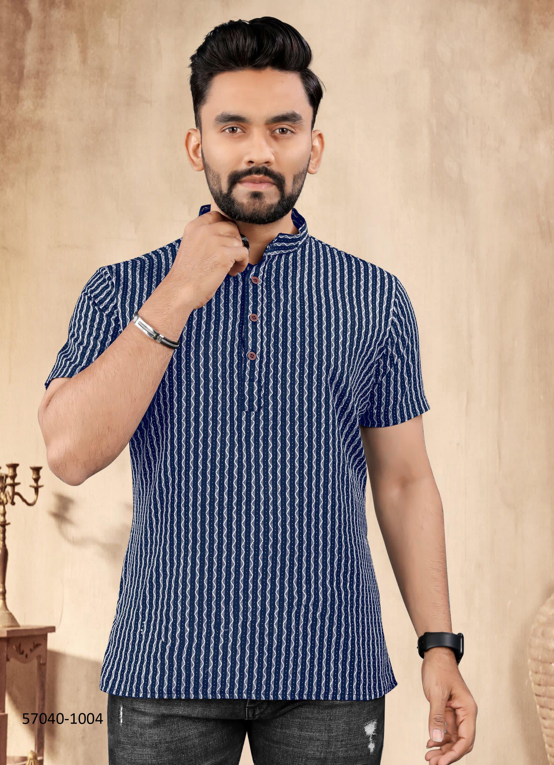 RAYON SHORT KURTA - Catalog # 57040 (Set of 4 Men's Ethnic Wear) by Brand SANGEET