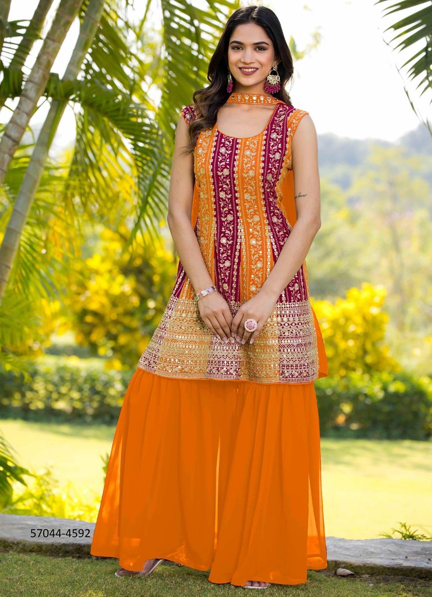 GHARARA 4591-4592 - Catalog # 57044 (Set of 2 Readymade Salwar Suits) by Brand STROLLAY ®