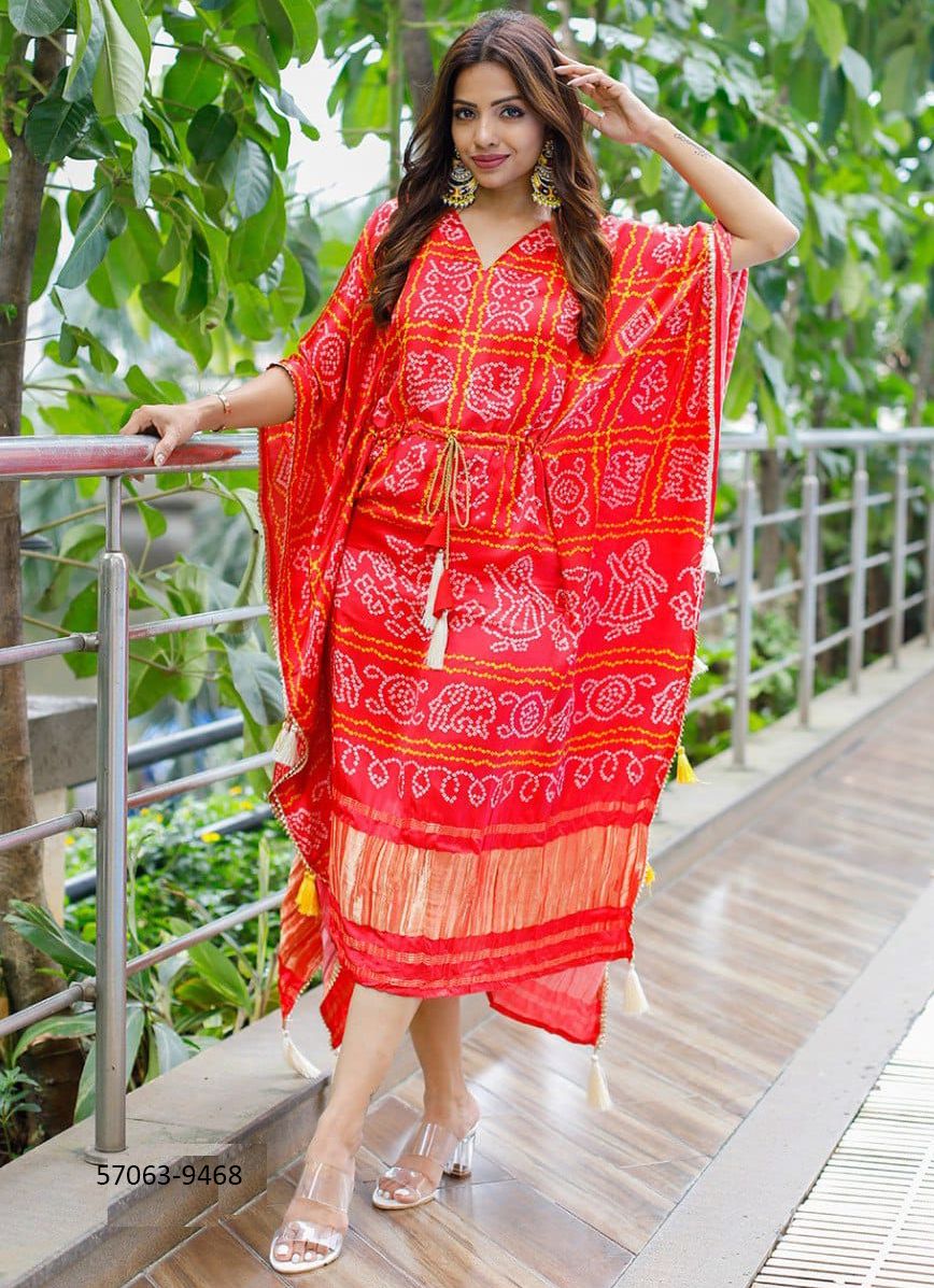 PURE GAJJI SILK KAFTAN COLLECTION 2 - Catalog # 57063 (Set of 11 Kaftans / Ponchos) by Brand STROLLAY ®