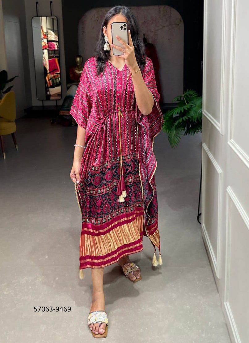 PURE GAJJI SILK KAFTAN COLLECTION 2 - Catalog # 57063 (Set of 11 Kaftans / Ponchos) by Brand STROLLAY ®