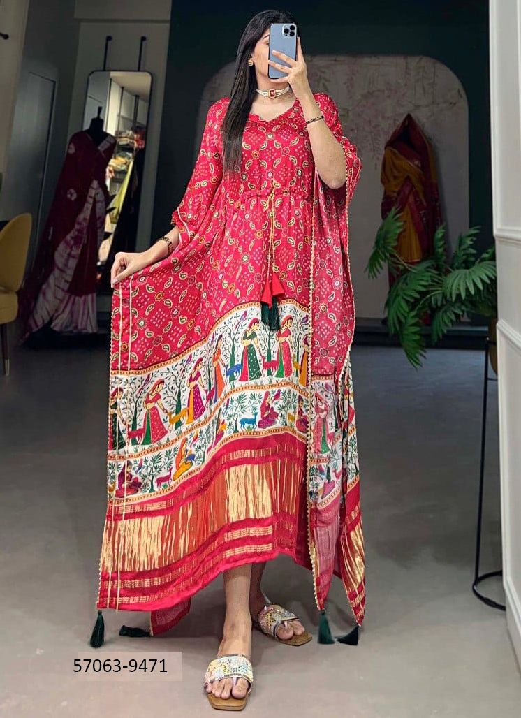 PURE GAJJI SILK KAFTAN COLLECTION 2 - Catalog # 57063 (Set of 11 Kaftans / Ponchos) by Brand STROLLAY ®