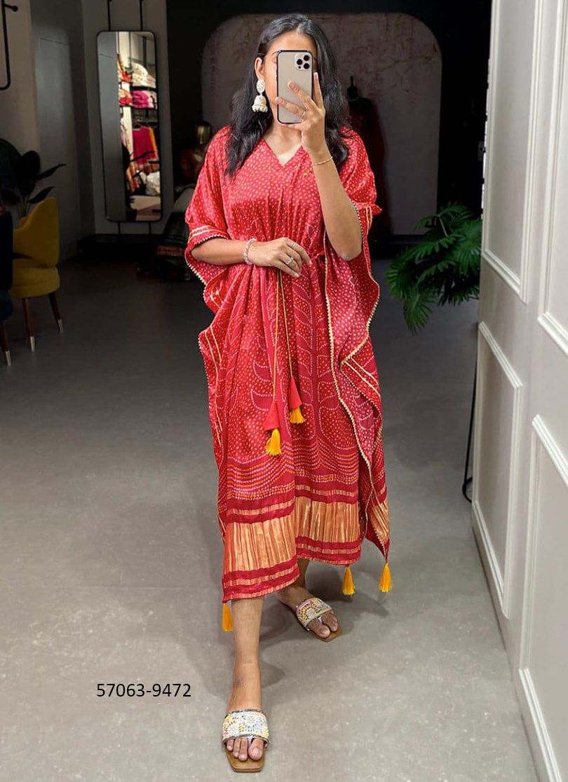 PURE GAJJI SILK KAFTAN COLLECTION 2 - Catalog # 57063 (Set of 11 Kaftans / Ponchos) by Brand STROLLAY ®