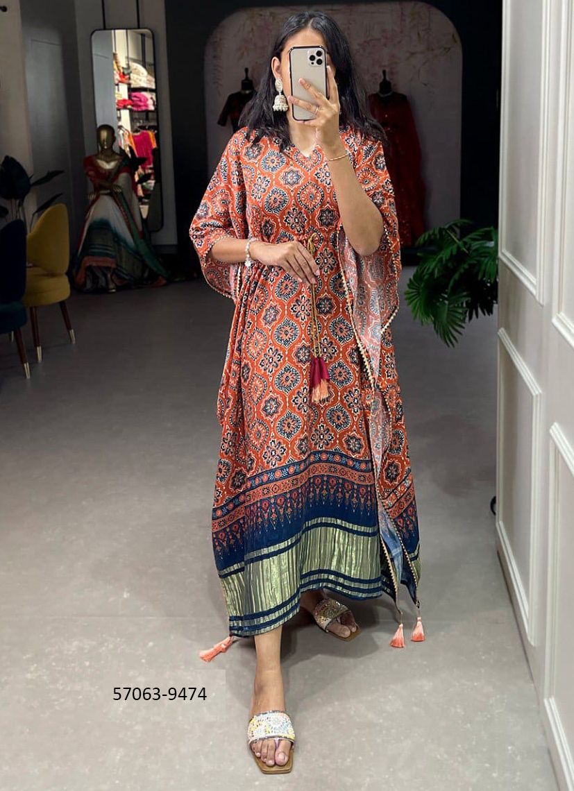 PURE GAJJI SILK KAFTAN COLLECTION 2 - Catalog # 57063 (Set of 11 Kaftans / Ponchos) by Brand STROLLAY ®