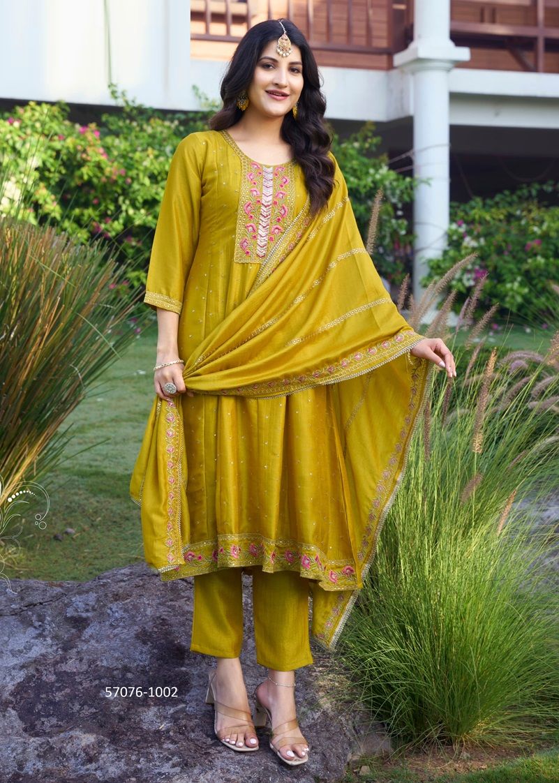 SHAYRA - Catalog # 57076 (Set of 6 Readymade Salwar Suits) by Brand OSSM