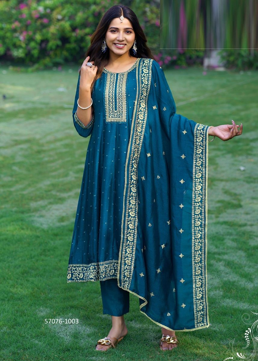 SHAYRA - Catalog # 57076 (Set of 6 Readymade Salwar Suits) by Brand OSSM