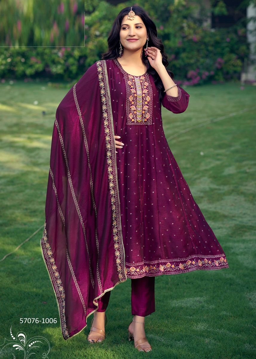 SHAYRA - Catalog # 57076 (Set of 6 Readymade Salwar Suits) by Brand OSSM