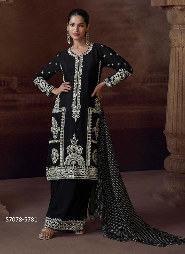 ALEMZEB - Catalog # 57078 (Set of 4 Readymade Salwar Suits) by Brand SAYURI DESIGNER