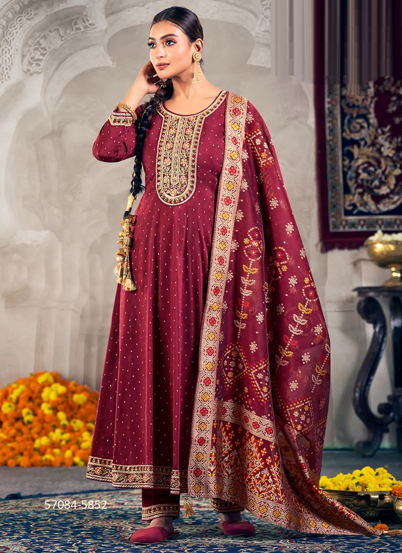 AMBER - Catalog # 57084 (Set of 4 Readymade Salwar Suits) by Brand RANGOON