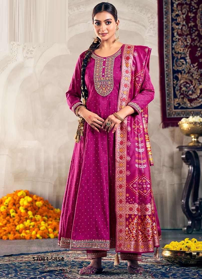 AMBER - Catalog # 57084 (Set of 4 Readymade Salwar Suits) by Brand RANGOON