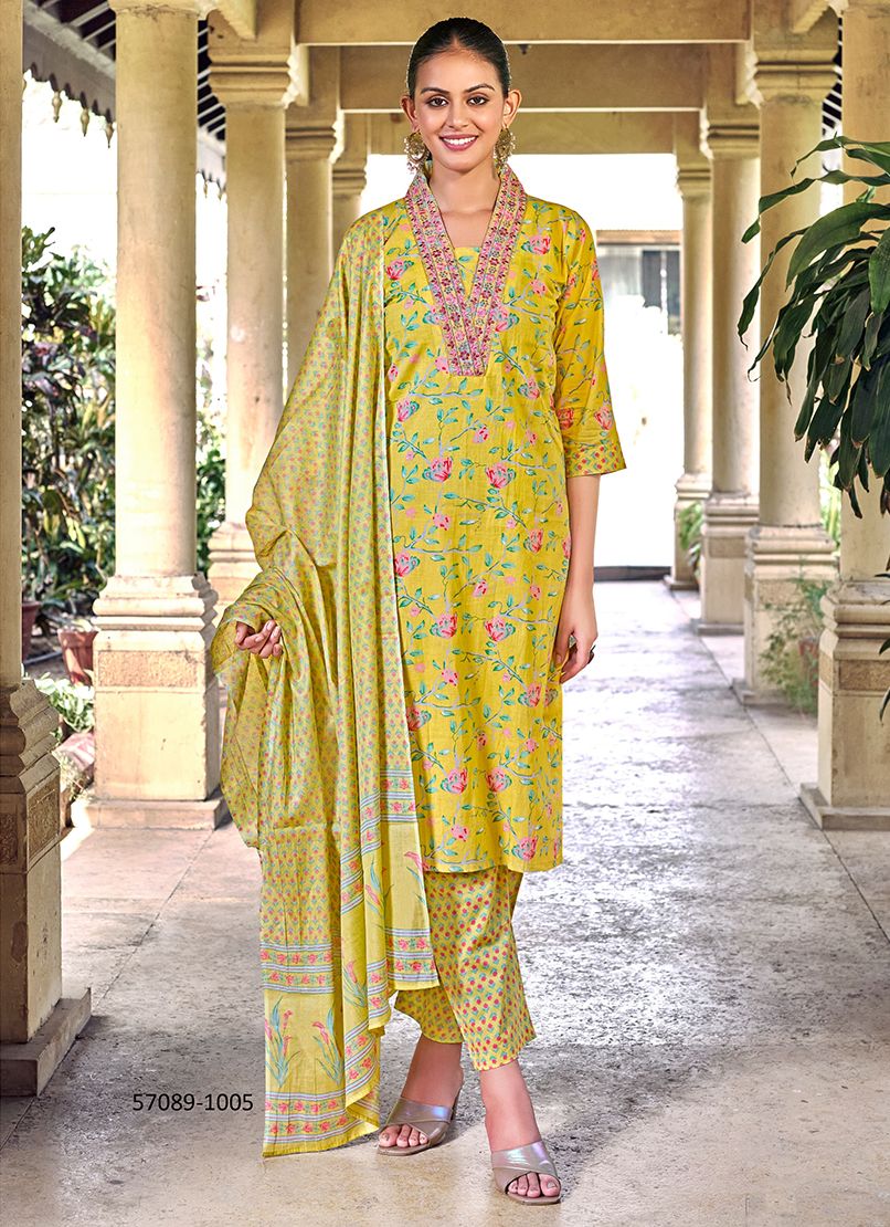 MALHAR 3 - Catalog # 57089 (Set of 6 Readymade Salwar Suits) by Brand OSSM