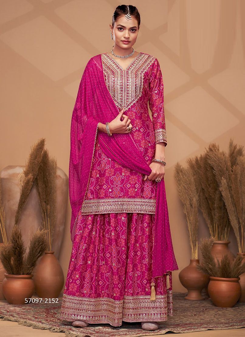 BANDH-REJ - Catalog # 57097 (Set of 4 Readymade Salwar Suits) by Brand GULZAR COUTURE