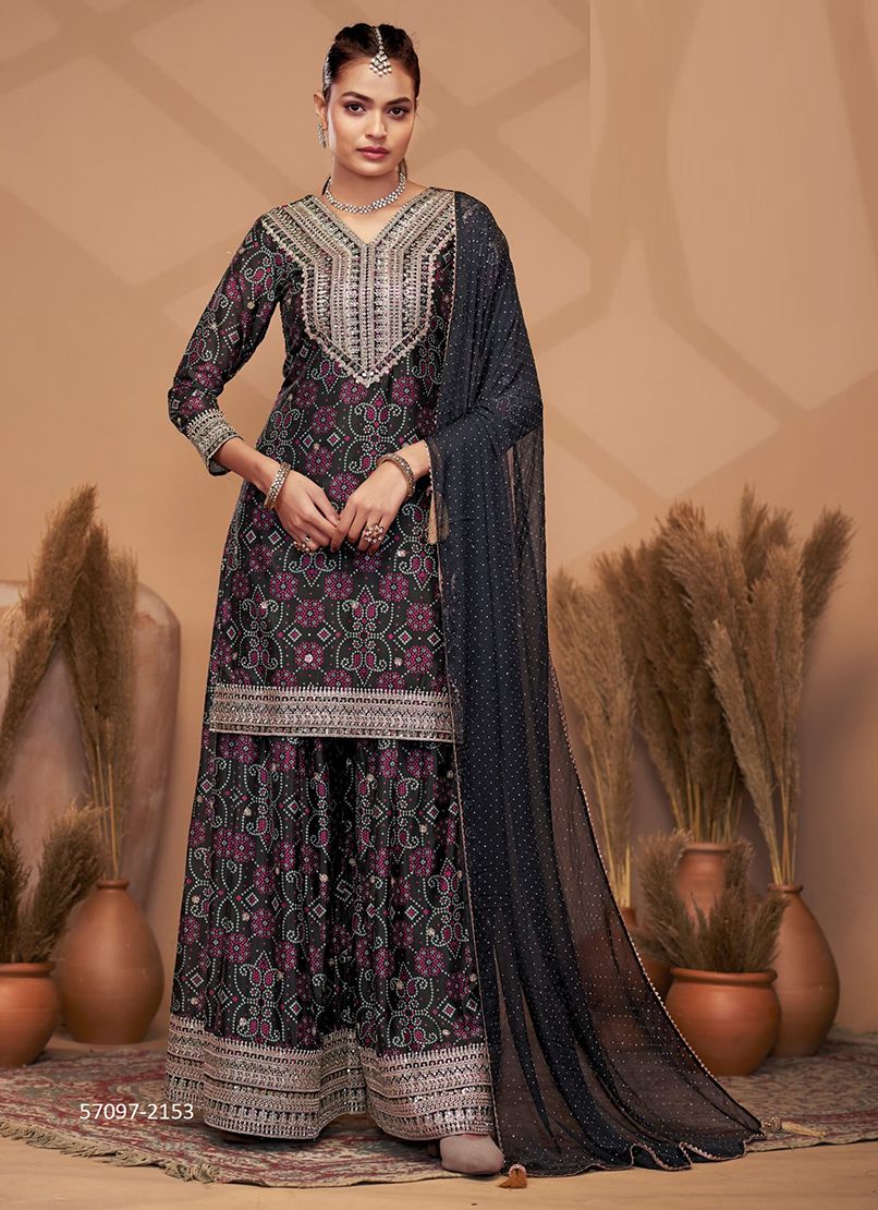 BANDH-REJ - Catalog # 57097 (Set of 4 Readymade Salwar Suits) by Brand GULZAR COUTURE