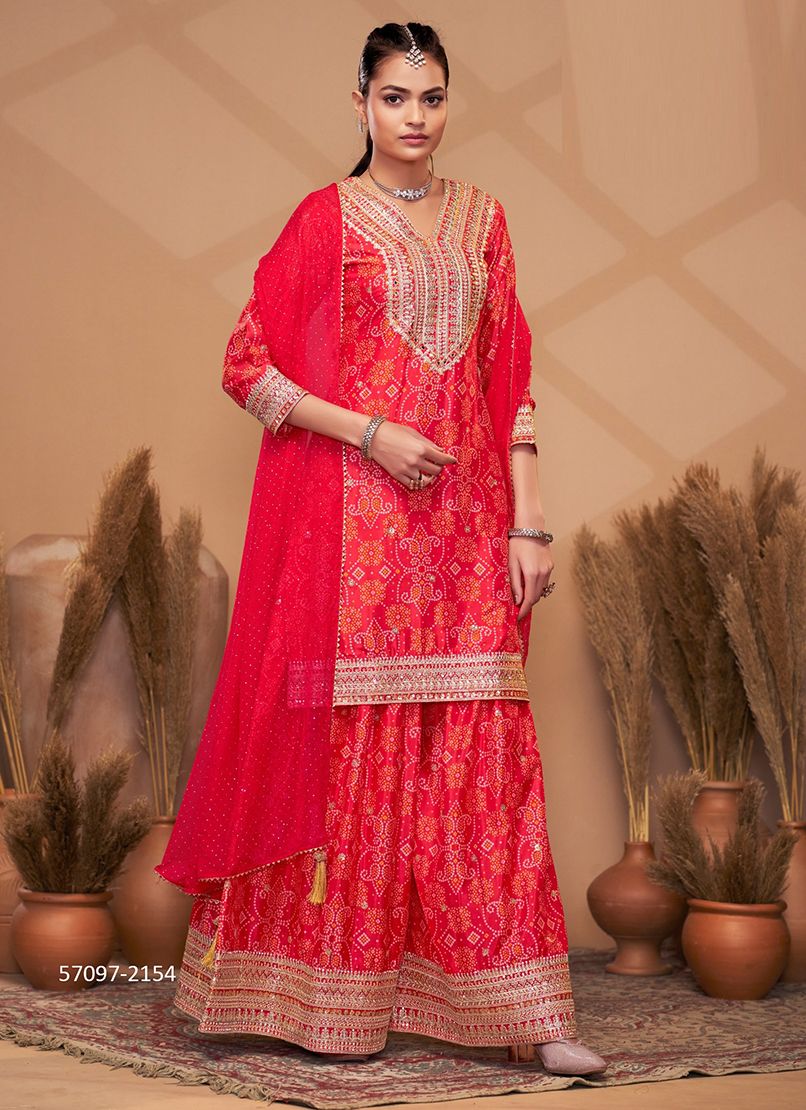 BANDH-REJ - Catalog # 57097 (Set of 4 Readymade Salwar Suits) by Brand GULZAR COUTURE