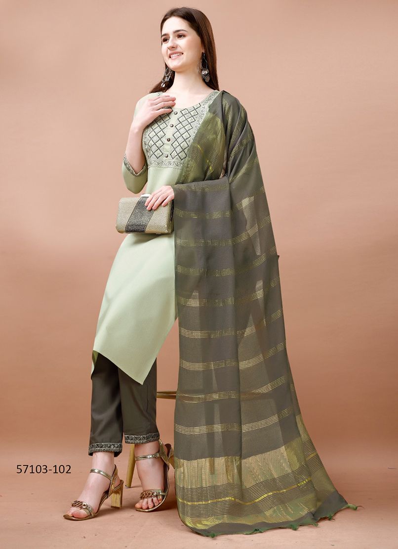 PINK-PISTA - Catalog # 57103 (Set of 2 Readymade Salwar Suits) by Brand STROLLAY ® PINK-PISTA - Catalog # 57103 (Set of 2 Readymade Salwar Suits) by Brand STROLLAY ®