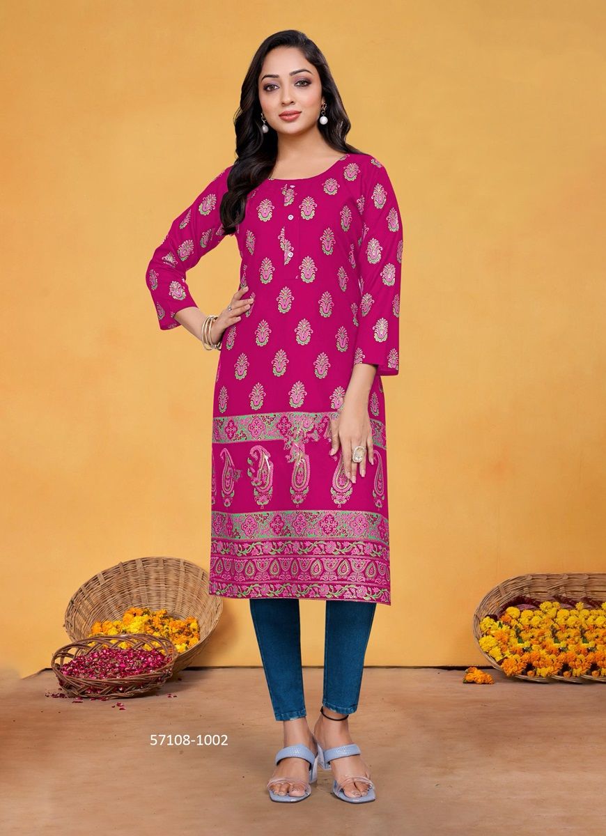 VOLUME 1 - Catalog # 57108 (Set of 8 Readymade Women's Kurtis / Tops) by Brand SANGEET