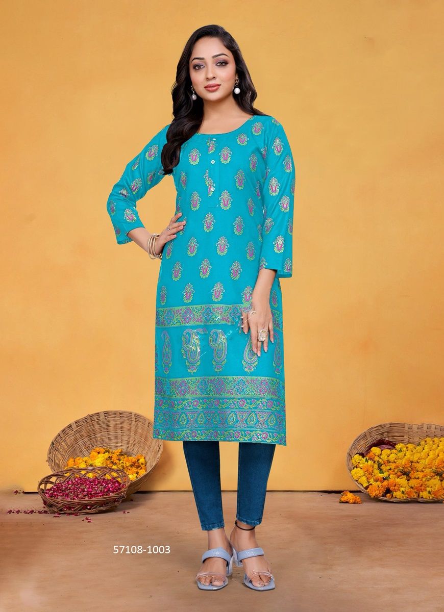 VOLUME 1 - Catalog # 57108 (Set of 8 Readymade Women's Kurtis / Tops) by Brand SANGEET