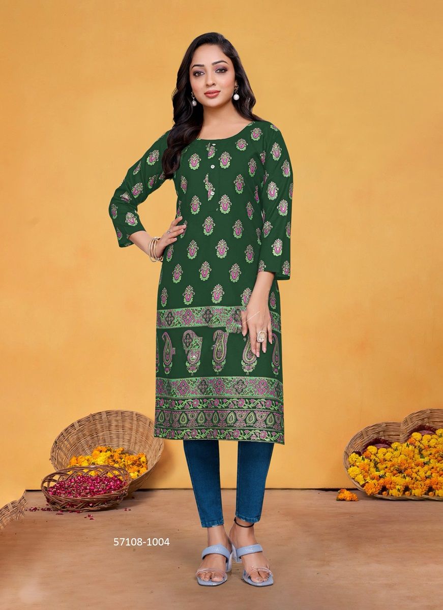 VOLUME 1 - Catalog # 57108 (Set of 8 Readymade Women's Kurtis / Tops) by Brand SANGEET