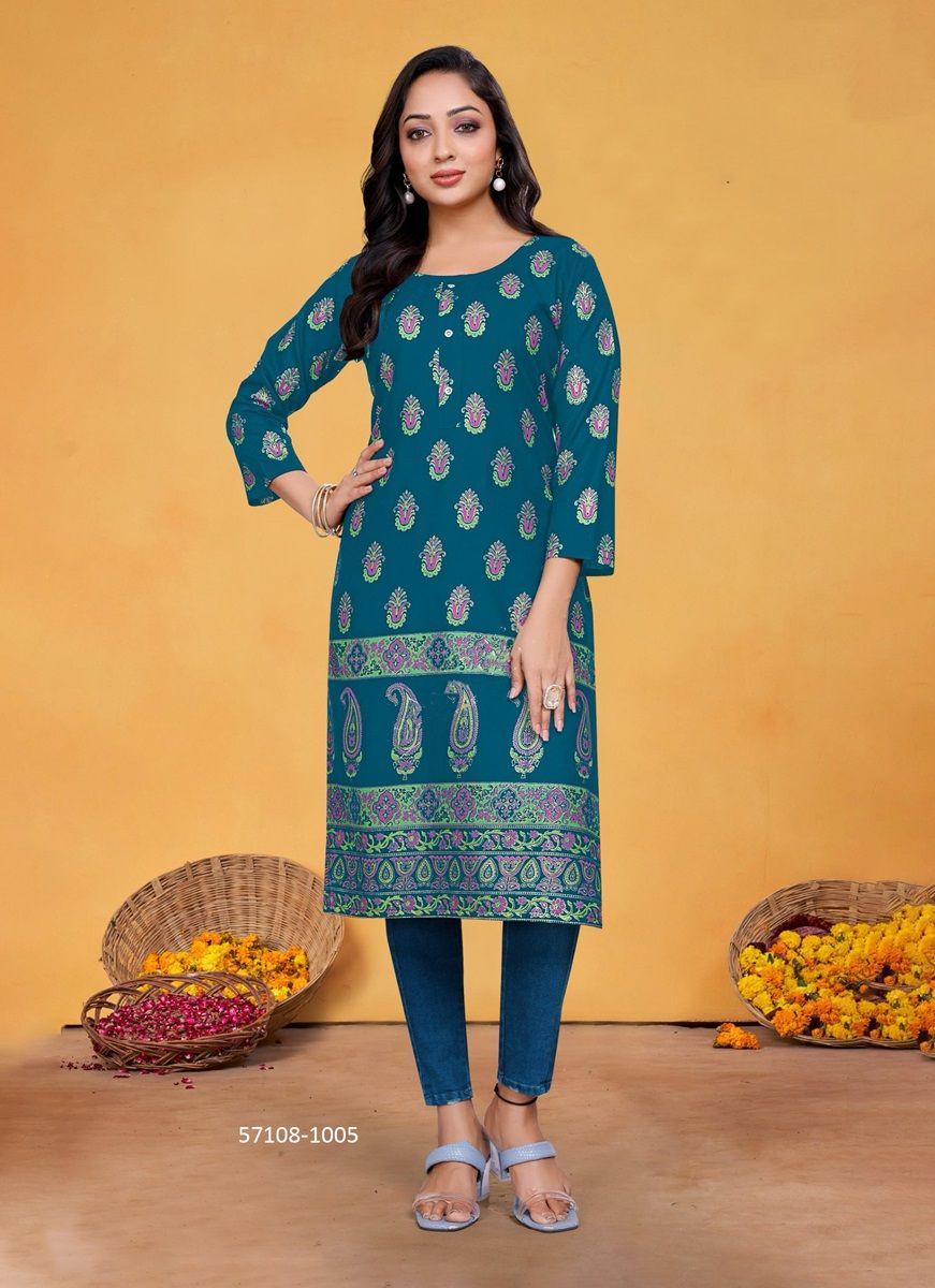 VOLUME 1 - Catalog # 57108 (Set of 8 Readymade Women's Kurtis / Tops) by Brand SANGEET