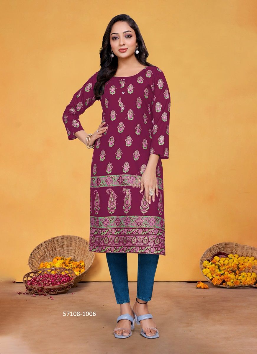 VOLUME 1 - Catalog # 57108 (Set of 8 Readymade Women's Kurtis / Tops) by Brand SANGEET