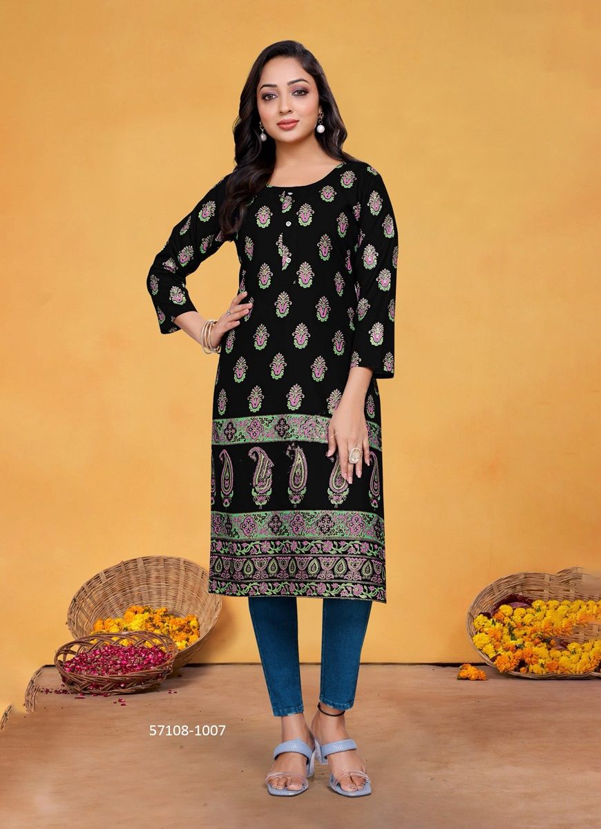 VOLUME 1 - Catalog # 57108 (Set of 8 Readymade Women's Kurtis / Tops) by Brand SANGEET