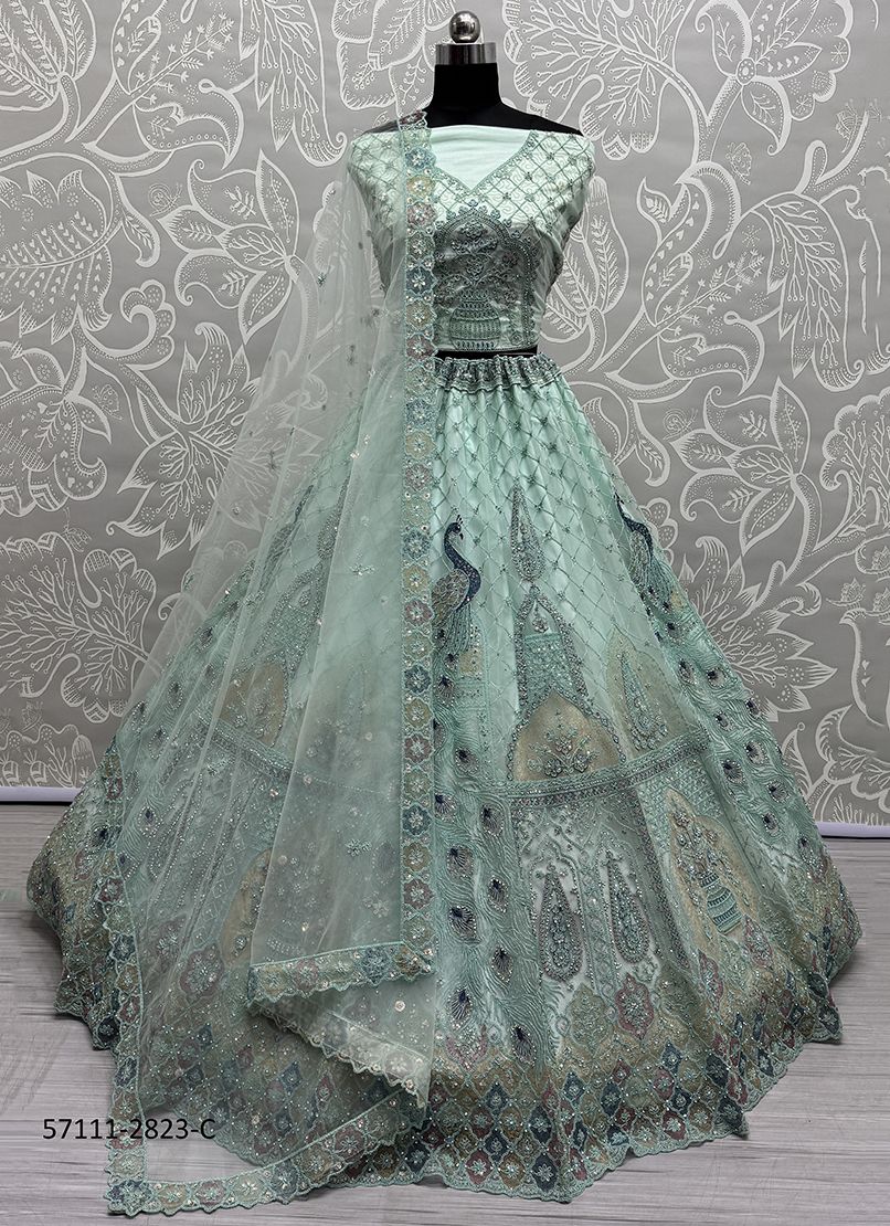 SERIES 2823-2828 - Catalog # 57111 (Set of 16 Semi-Stitched Lehengas) by Brand STROLLAY ®
