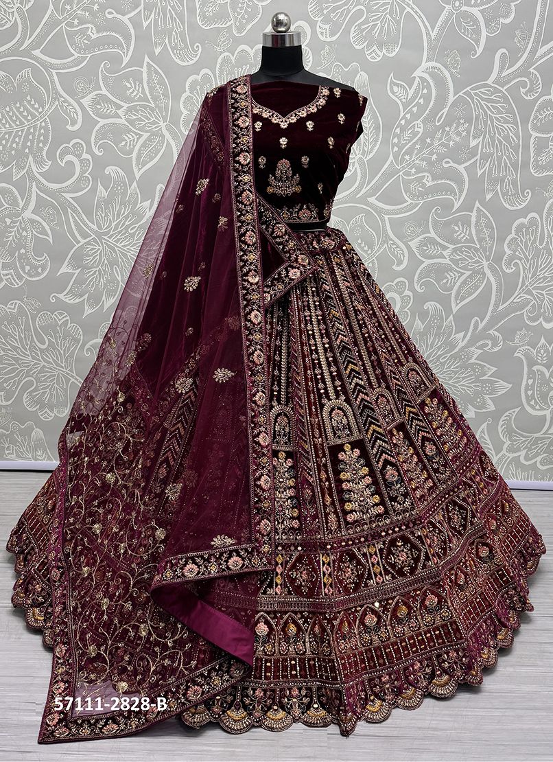 SERIES 2823-2828 - Catalog # 57111 (Set of 16 Semi-Stitched Lehengas) by Brand STROLLAY ®