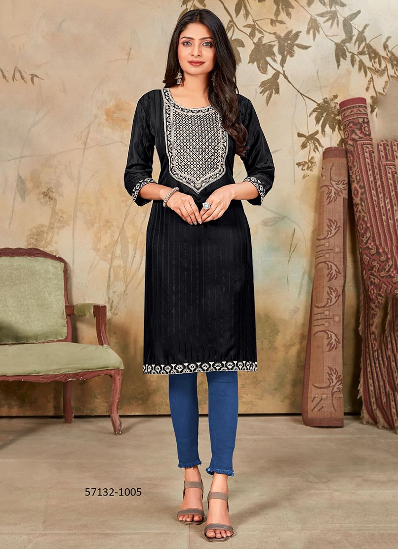 GEETA 1 - Catalog # 57132 (Set of 8 Readymade Women's Kurtis / Tops) by Brand SANGEET