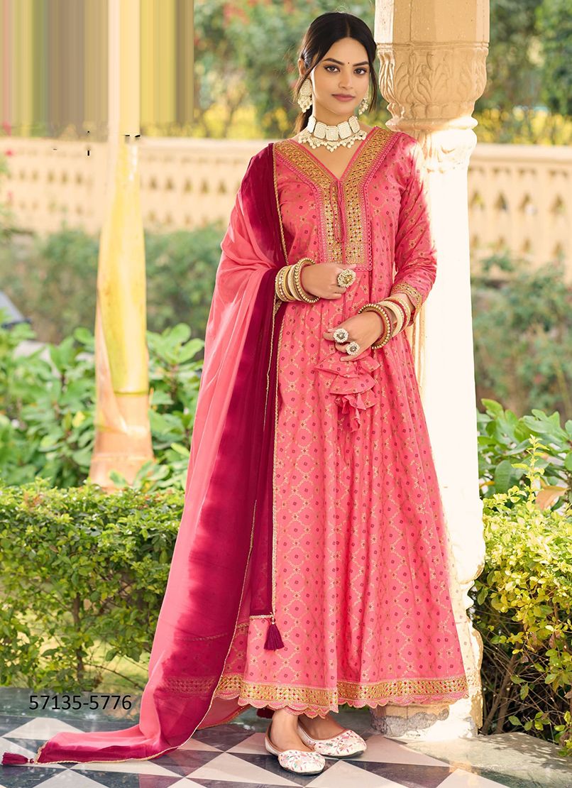 AABHA - Catalog # 57135 (Set of 6 Readymade Salwar Suits) by Brand RANGOON