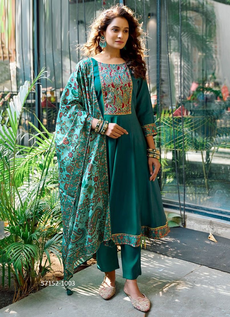 MUSKAAN - Catalog # 57152 (Set of 6 Readymade Salwar Suits) by Brand MITTOO