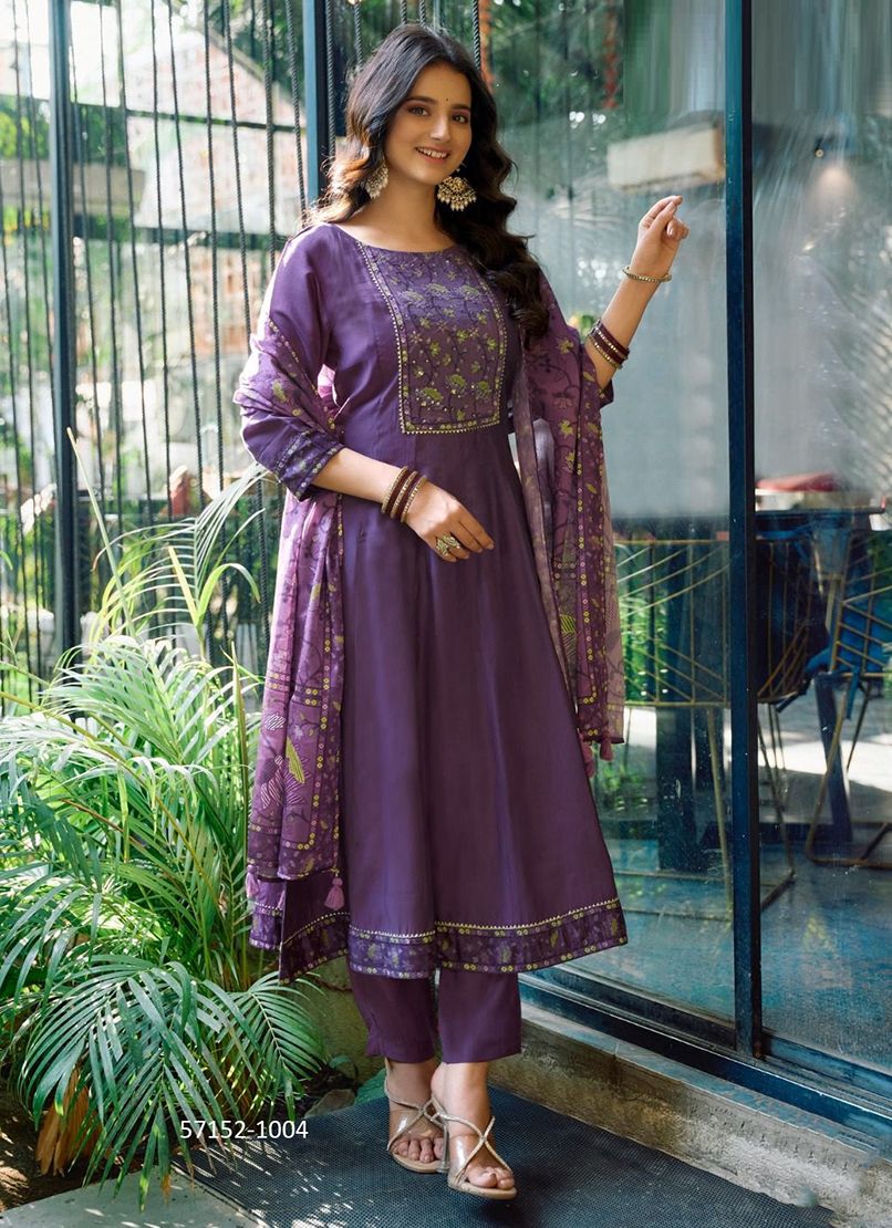 MUSKAAN - Catalog # 57152 (Set of 6 Readymade Salwar Suits) by Brand MITTOO