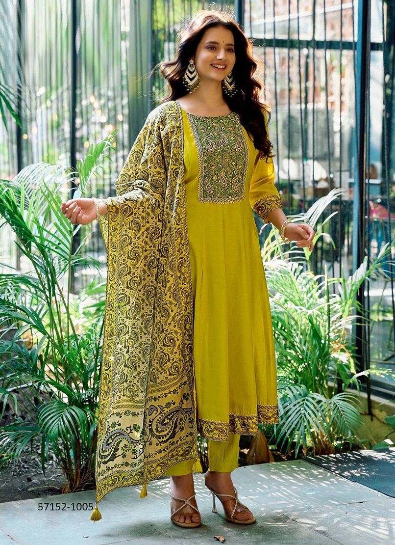 MUSKAAN - Catalog # 57152 (Set of 6 Readymade Salwar Suits) by Brand MITTOO