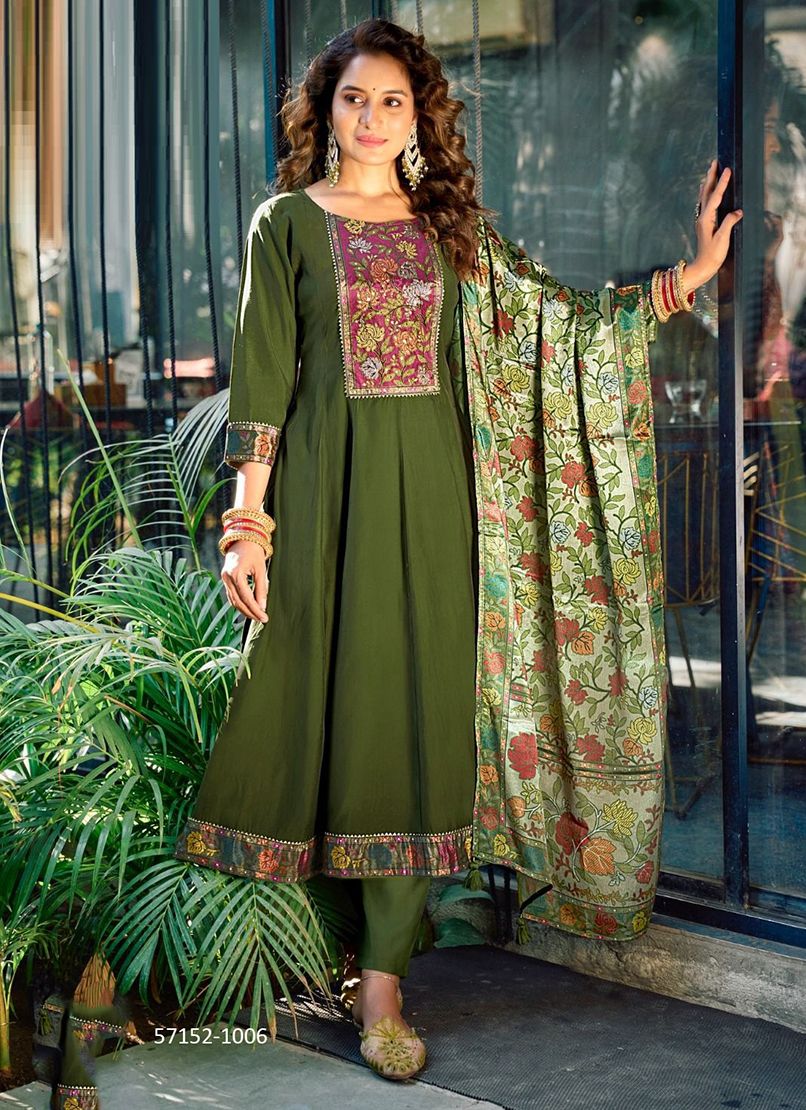 MUSKAAN - Catalog # 57152 (Set of 6 Readymade Salwar Suits) by Brand MITTOO