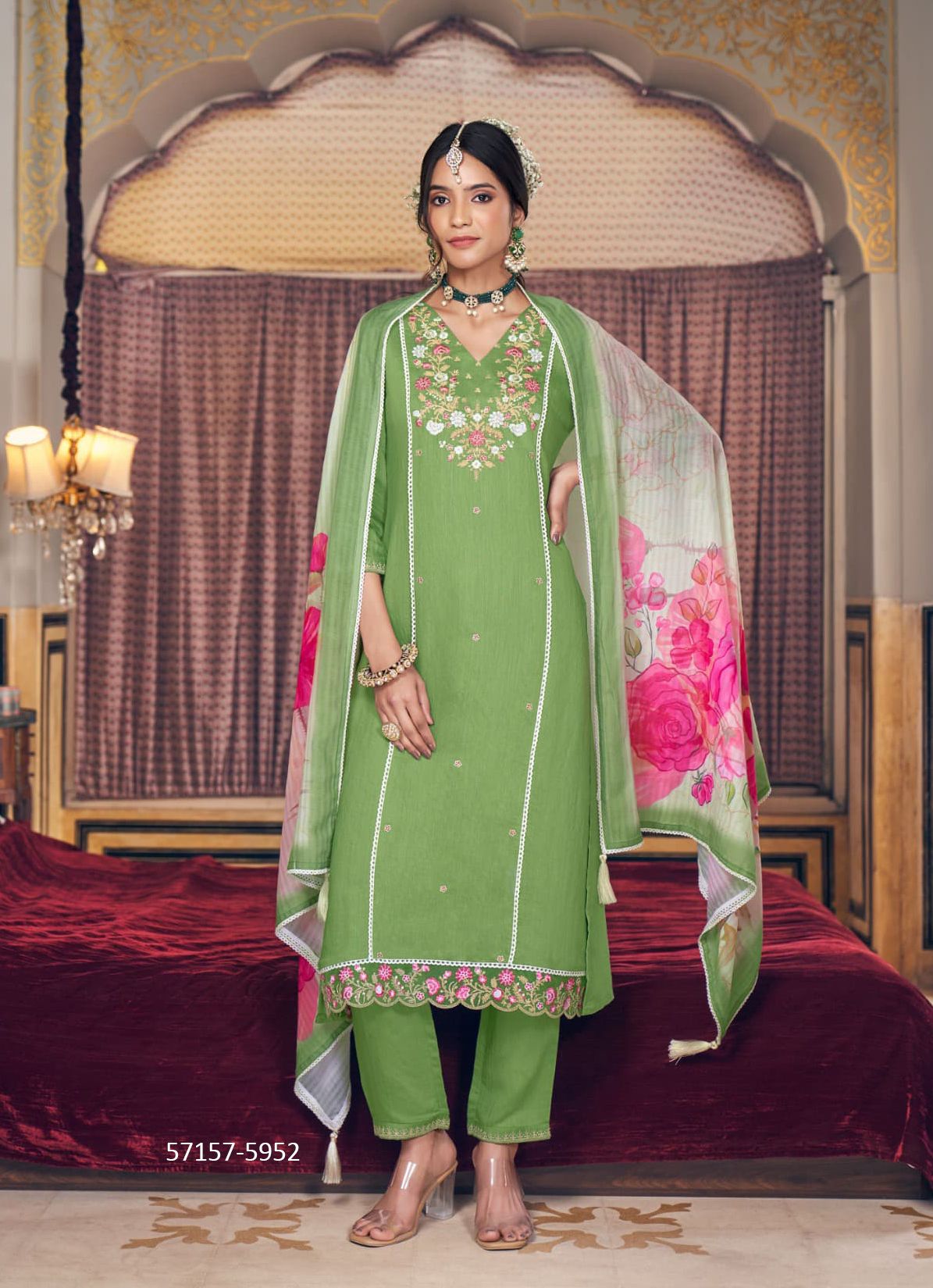 VASANT - Catalog # 57157 (Set of 4 Readymade Salwar Suits) by Brand RANGOON