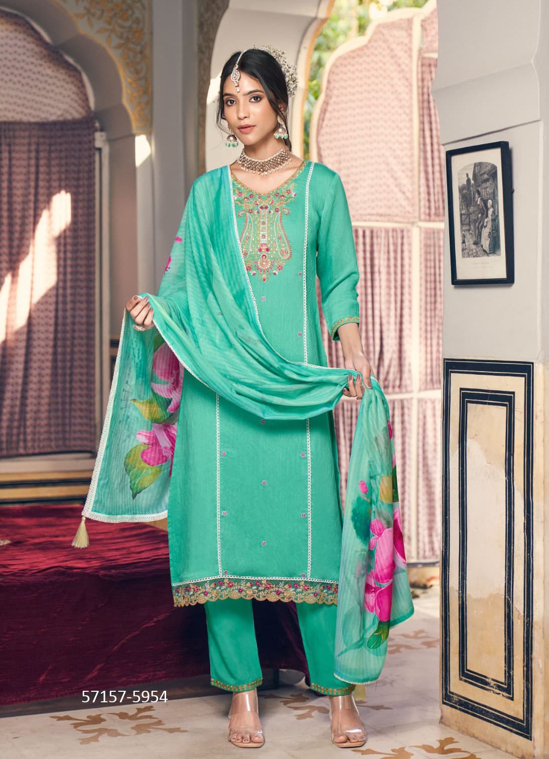 VASANT - Catalog # 57157 (Set of 4 Readymade Salwar Suits) by Brand RANGOON
