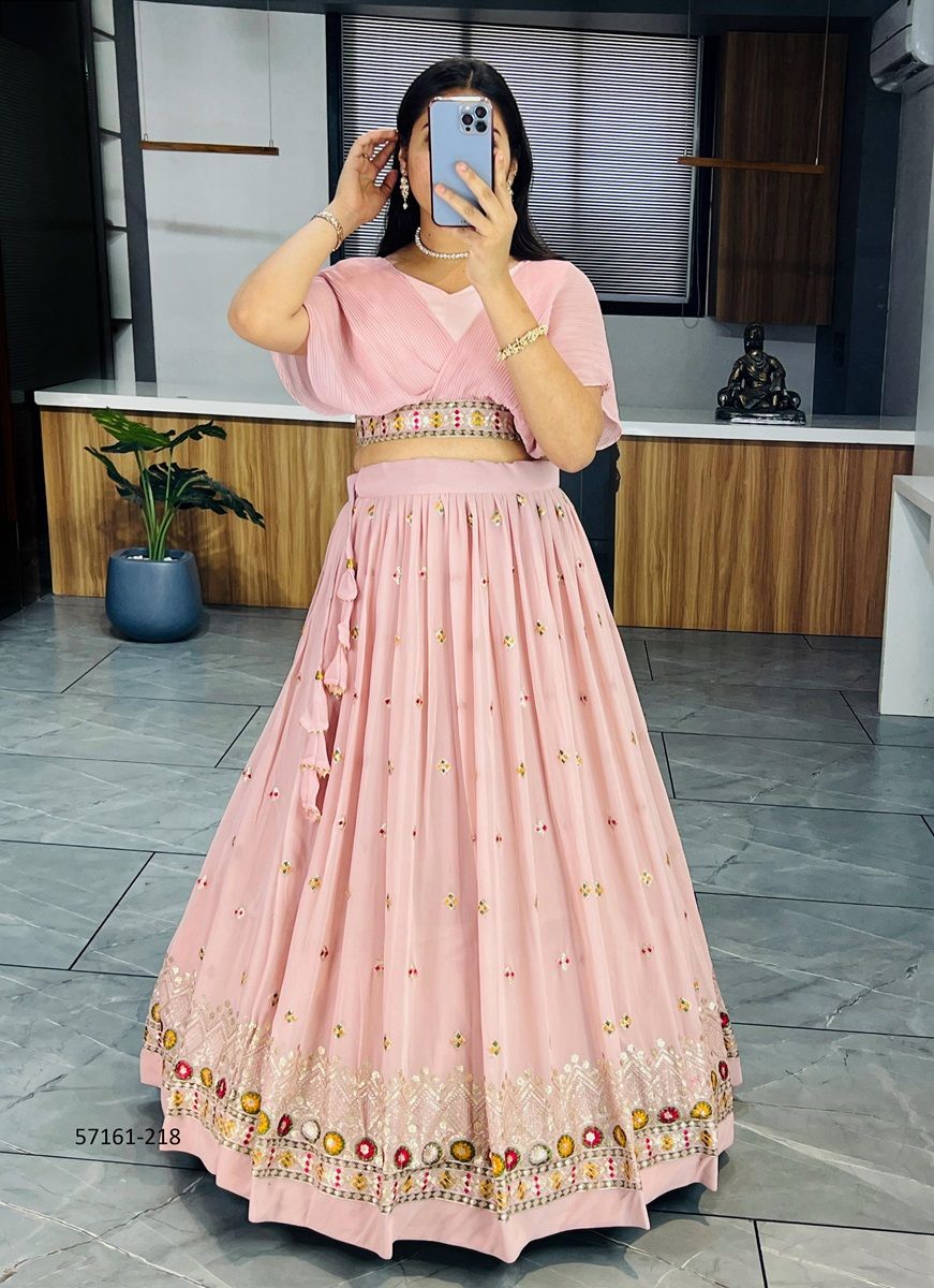 CROP TOP LEHENGA 217 - Catalog # 57161 (Set of 2 Readymade Lehengas) by Brand STROLLAY ®