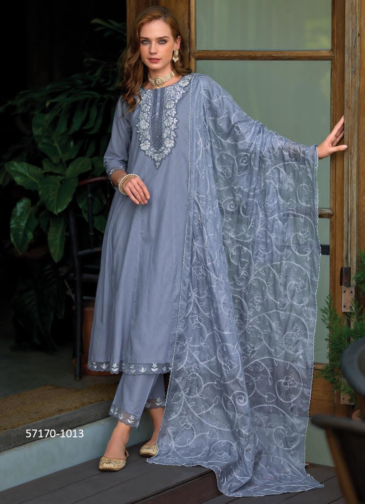 KARIGARI - Catalog # 57170 (Set of 6 Readymade Salwar Suits) by Brand POONAM DESIGNER