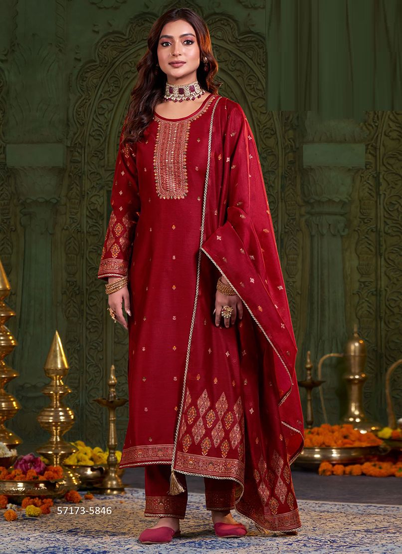 KAMLA - Catalog # 57173 (Set of 6 Readymade Salwar Suits) by Brand RANGOON