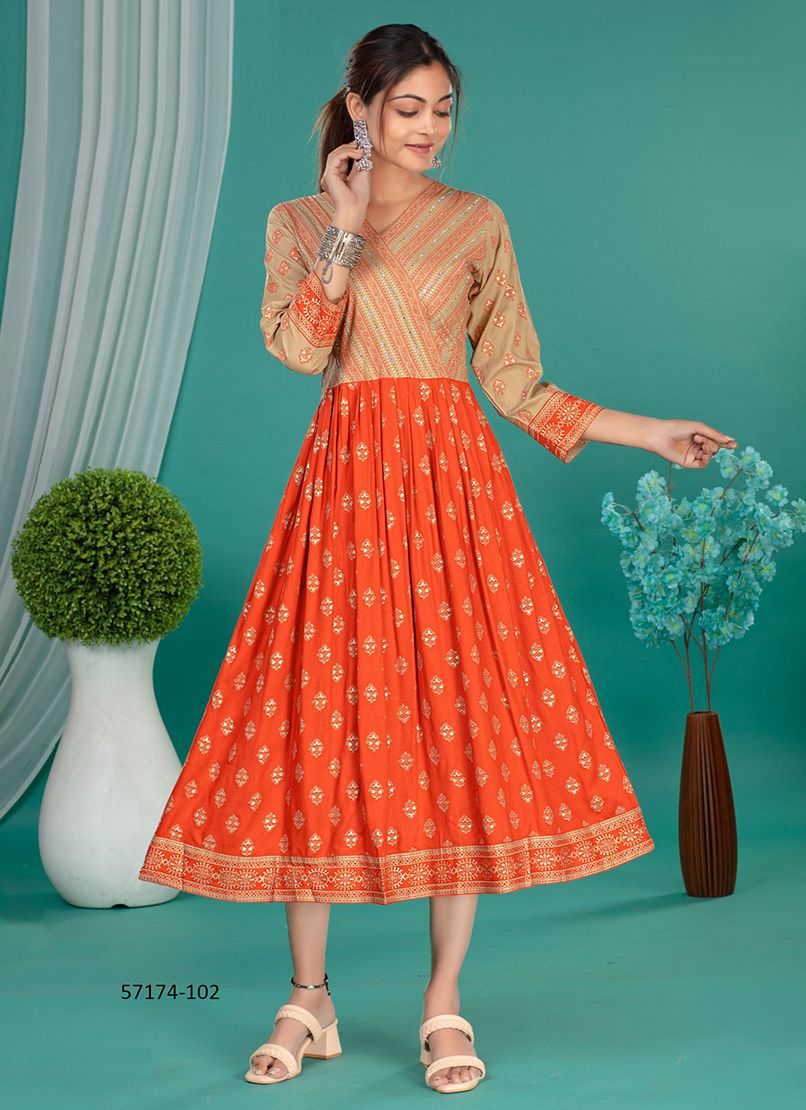 FEENA - Catalog # 57174 (Set of 6 Readymade Women's Kurtis / Tops) by Brand DEE CEE