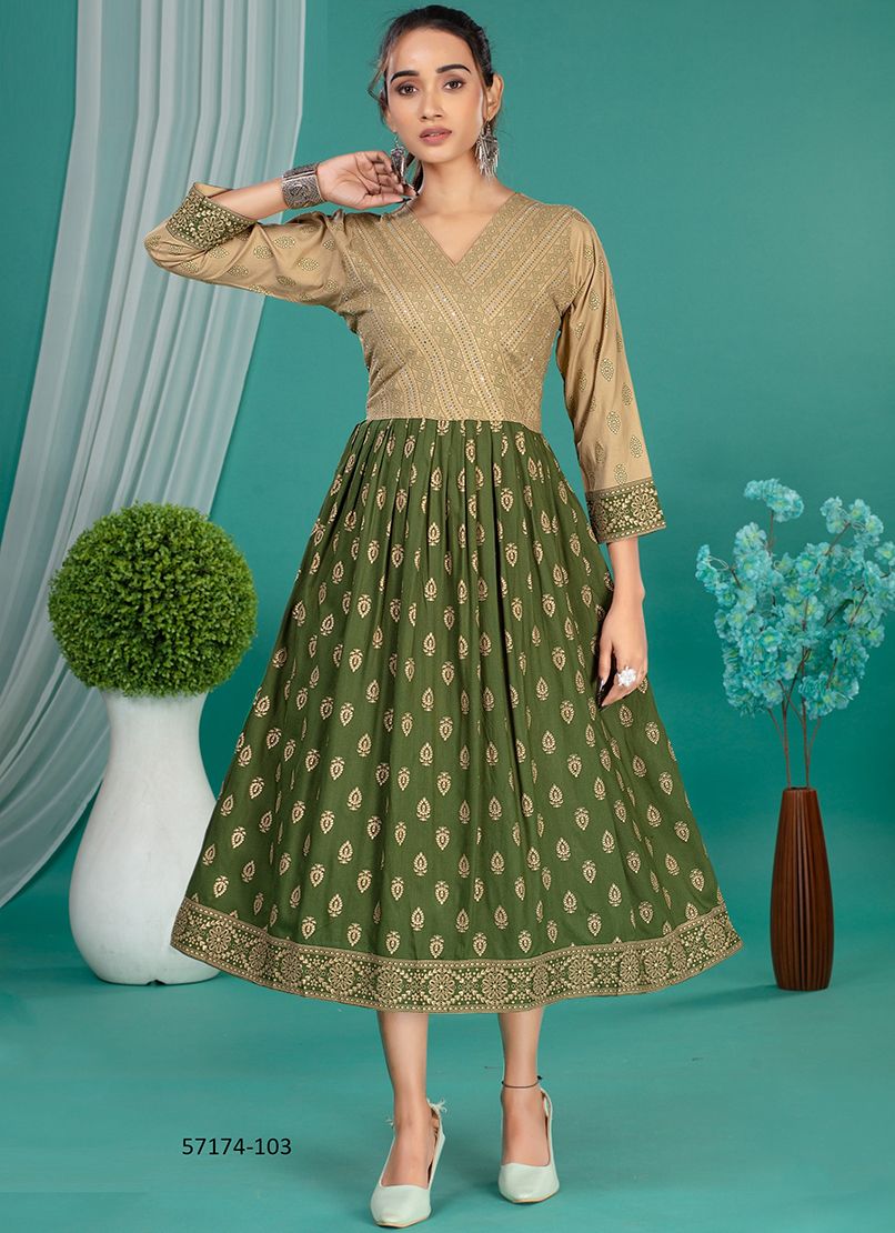 FEENA - Catalog # 57174 (Set of 6 Readymade Women's Kurtis / Tops) by Brand DEE CEE