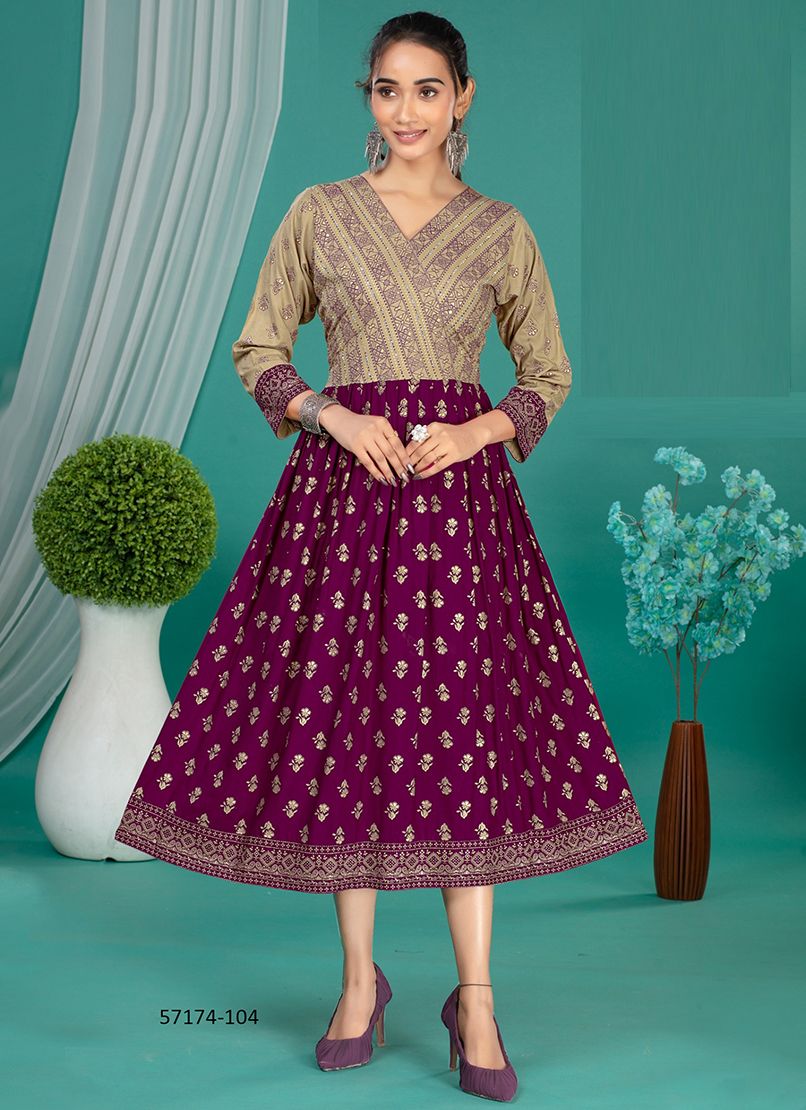 FEENA - Catalog # 57174 (Set of 6 Readymade Women's Kurtis / Tops) by Brand DEE CEE