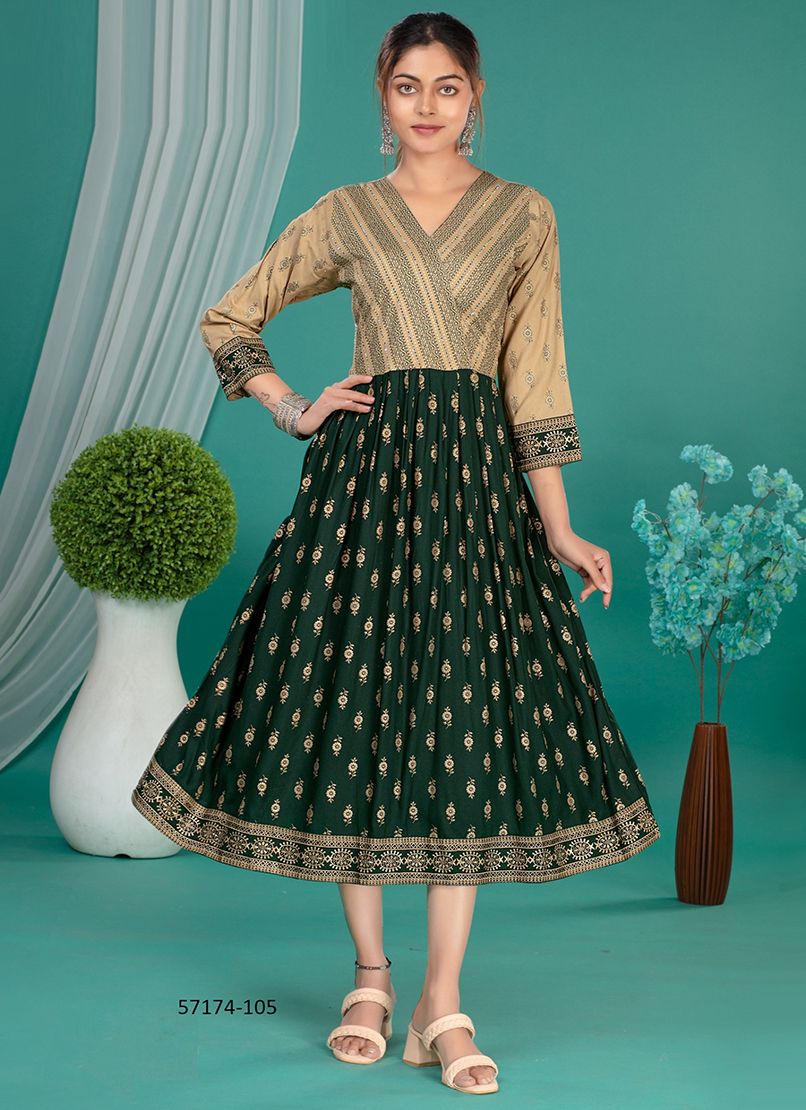 FEENA - Catalog # 57174 (Set of 6 Readymade Women's Kurtis / Tops) by Brand DEE CEE