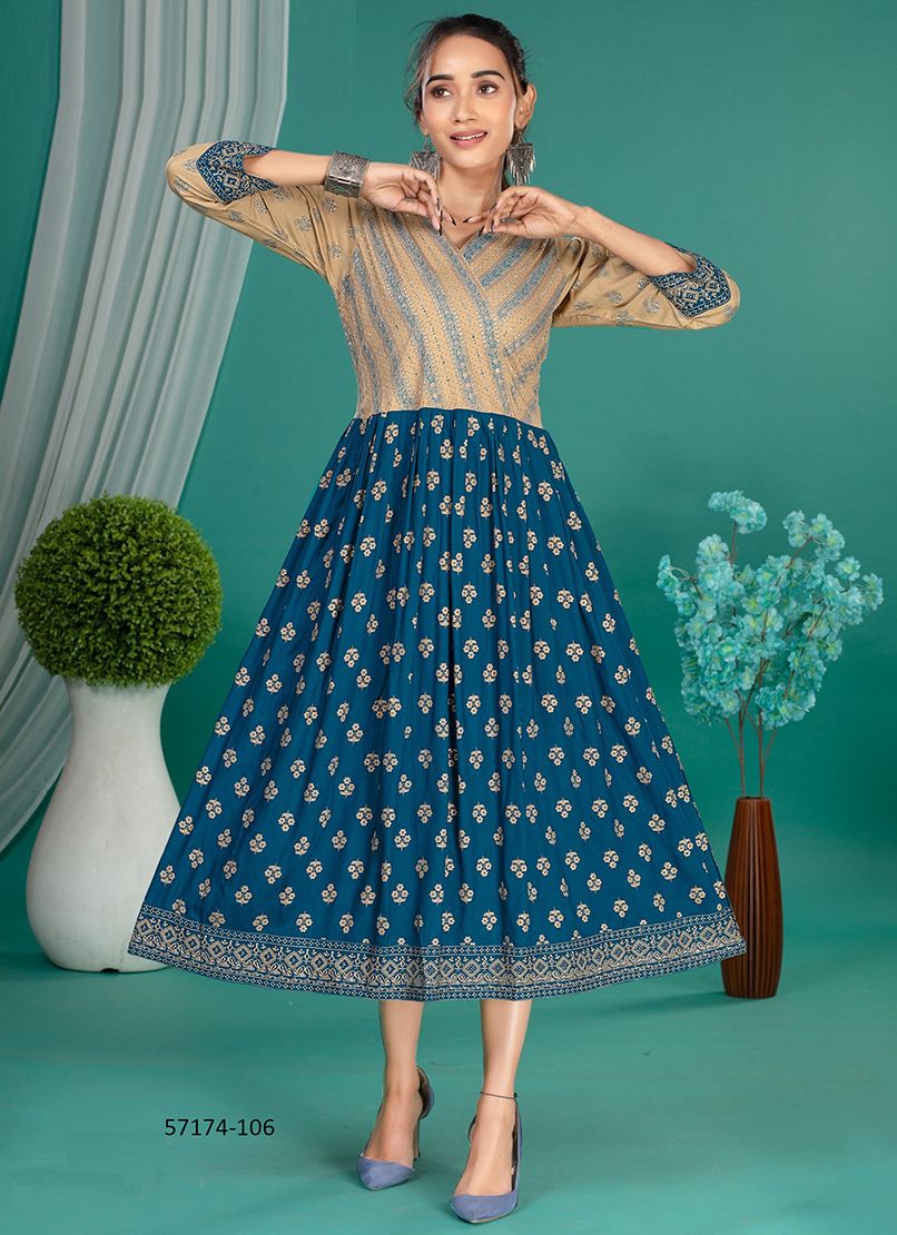 FEENA - Catalog # 57174 (Set of 6 Readymade Women's Kurtis / Tops) by Brand DEE CEE